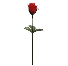 SMALL ROSE BUD ON FS W/LVS RED