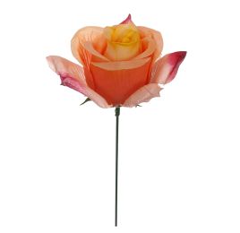ROSE ON FUNERAL STEM ORANGE