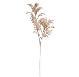 FLOCKED SILVER DUST LEAF 75CM BEIGE