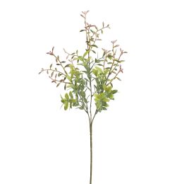 PLASTIC LEAF BERRY SPRAY 67CM PINK