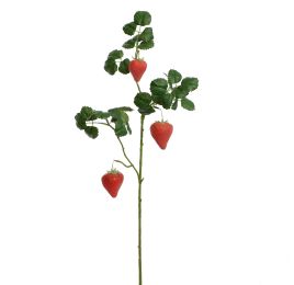 FLOCKED STRAWBERRY SPRAY 68CM RED