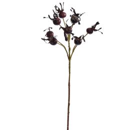 LARGE ROSEBERRY SPRAY 70CM BURGUNDY