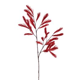 PINE BRANCH FLOCKED 105CM RED