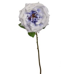 LARGE OPEN ROSE 45CM CREAM BLUE