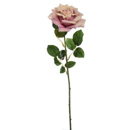 VELVET OPEN ROSE 60CM MAUVE