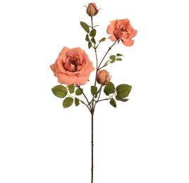 OPEN ROSE SPRAY 65CM PEACH