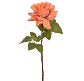 VELVET OPEN ROSE 52CM PEACH