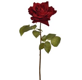 VELVET OPEN ROSE 52CM RED