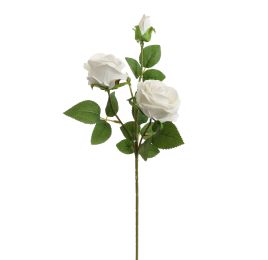 VELVET ROSE SPRAY 55CM CREAM