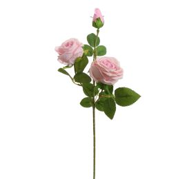 VELVET ROSE SPRAY 55CM PINK