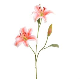 LARGE LILY SPRAY 85CM CORAL