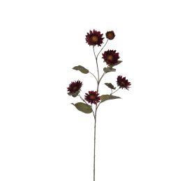 LARGE SUNFLOWER BRANCH 95CM BURGUNDY