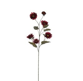 LARGE SUNFLOWER BRANCH 95CM RED