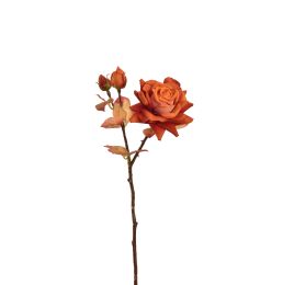 OPEN ROSE SPRAY 60CM VELVET ORANGE