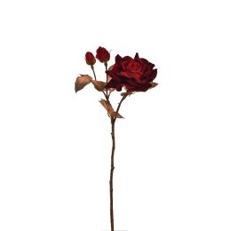 OPEN ROSE SPRAY 60CM VELVET RED