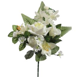 SMALL ROSE LILY BUSH X6 33CM CREAM
