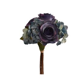 ROSE/HYDRANGEA BUNDLE X 7 36CM BLUE