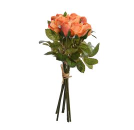 ROSE BUD BUNDLE X 9 34CM ORANGE