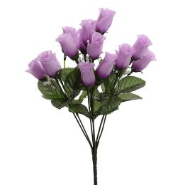 MINI ROSE BUD BUSH X 7 W/15 30CM FLOWER LAVENDER