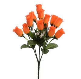 MINI ROSE BUD BUSH X 7 W/15 30CM FLOWER ORANGE