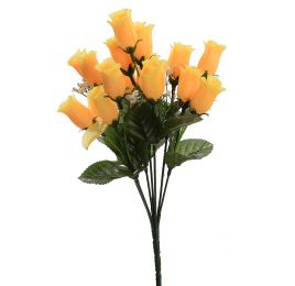 MINI ROSE BUD BUSH X 7 W/15 30CM FLOWER YELLOW