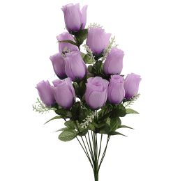 ROSE BUD BUSH X 14 W/FOXTAIL 54CM LAVENDER