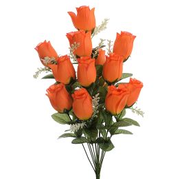 ROSE BUD BUSH X 14 W/FOXTAIL 54CM ORANGE