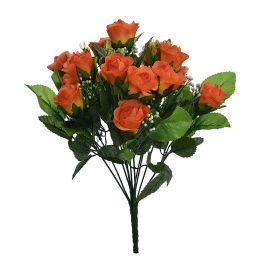 ROSE BUD BUSH X 12 34CM ORANGE