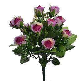ROSE BUD BUSH X 12 34CM PURPLE