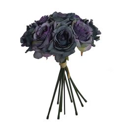 ROSE BUNDLE X 9 25CM BLUE LAVENDER