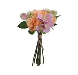 ROSE BUD/HYDRANGEA BUNDLE X 10 26CM YELLOW
