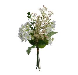 HYDRANGEA/SKIMMIA/GREENERY BUNDLE X 8 58CM CREAM