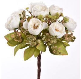 GARDEN ROSE X9 BUSH 33CM CREAM