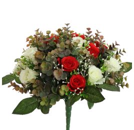 ROSEBUD X36 BUSH 38CM CREAM RED