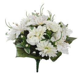 LILY/GERBERA/ROSE X32 BUSH 45CM CREAM
