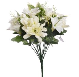 ROSE/LILY/GERBERA X22 BUSH 43CM CREAM