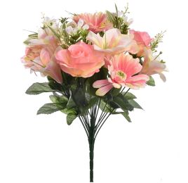 ROSE/LILY/GERBERA X22 BUSH 43CM SALMON