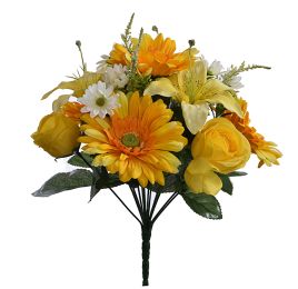 GERBERA/ROSE/LILY X13 BUSH 34CM YELLOW
