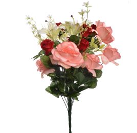 ROSE LILY X28 BUSH 62CM RED PINK