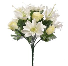 DAISY/ROSE BUD X13 BUSH 32CM CREAM