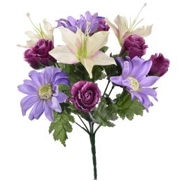 DAISY/ROSE BUD X13 BUSH 32CM PURPLE