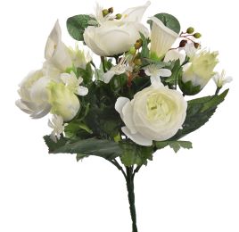 ROSE/CALLA/PROTEA X13 BUSH 32CM CREAM
