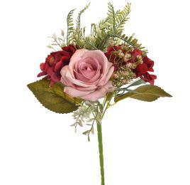 ROSE HYDRANGEA BUSH 33CM RED