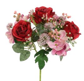ROSE HYDRANGEA X7 BUSH 32CM RED