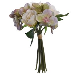 ROSE BUD/HYDRANGEA BUNDLE X 10 26CM CREAM