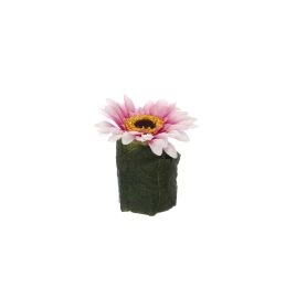 GERBERA HEAD ON LEAVES POT 8CM LAVENDER