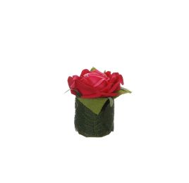 ROSE HEAD ON LEAVES POT 8CM BEAUTY