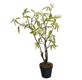 PLASTIC LEAF IN POT 60CM GREEN