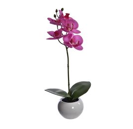 SINGLE SMALL ORCHID IN CERAMIC POT 35CM LAVENDER