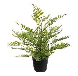 PLASTIC FERN IN POT GREEN